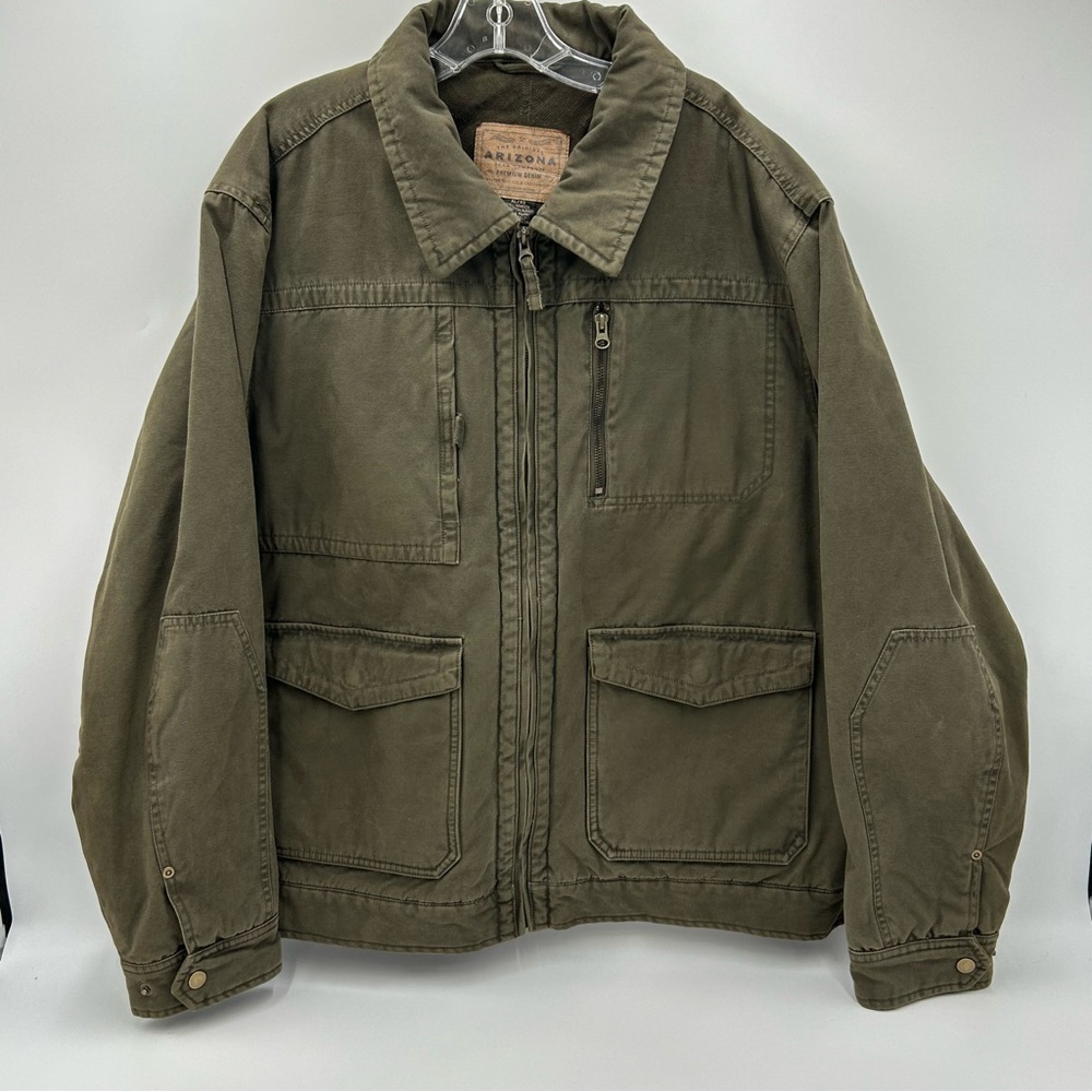 Arizona Jean Co Canvas Field Jacket Mens XL Olive Green Quilted Lined Workwear